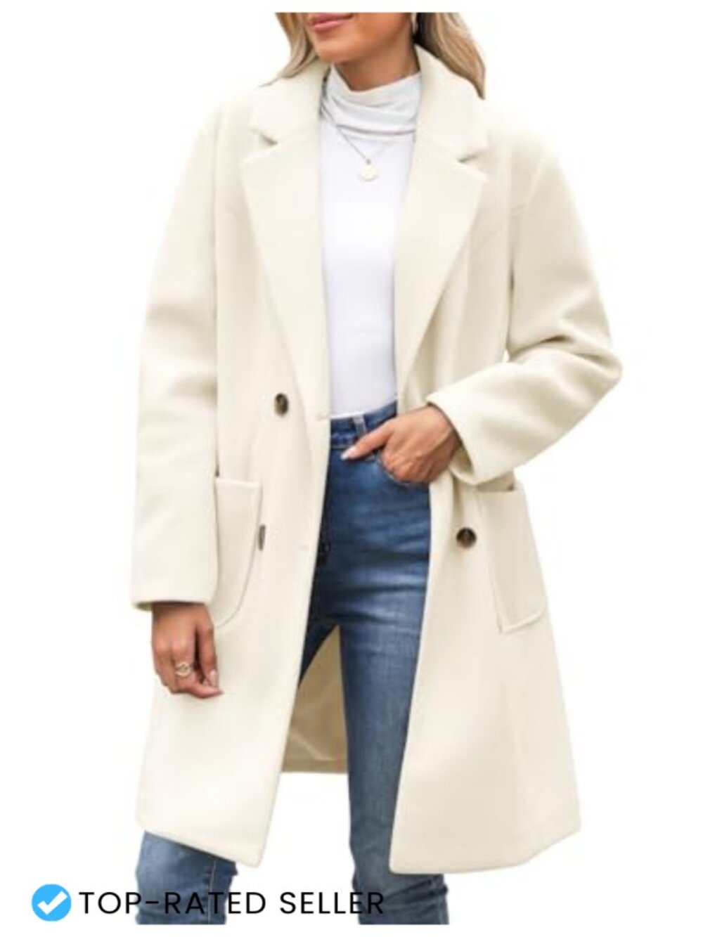 Wool Blend Double Breasted Notch Lapel Trench Coat